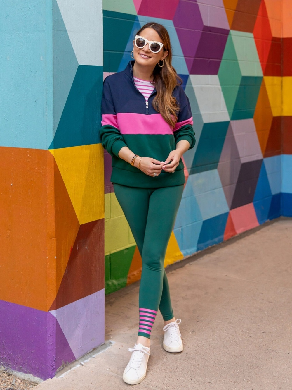 Addison Bay x Grace Atwood Everyday Legging Ivy Peony Stripe Medium